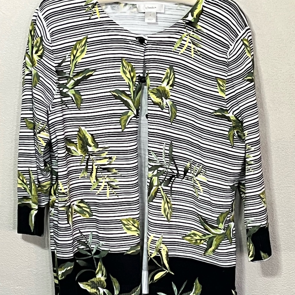 CJ Banks tropical striped lightweight cardigan, size 1x.